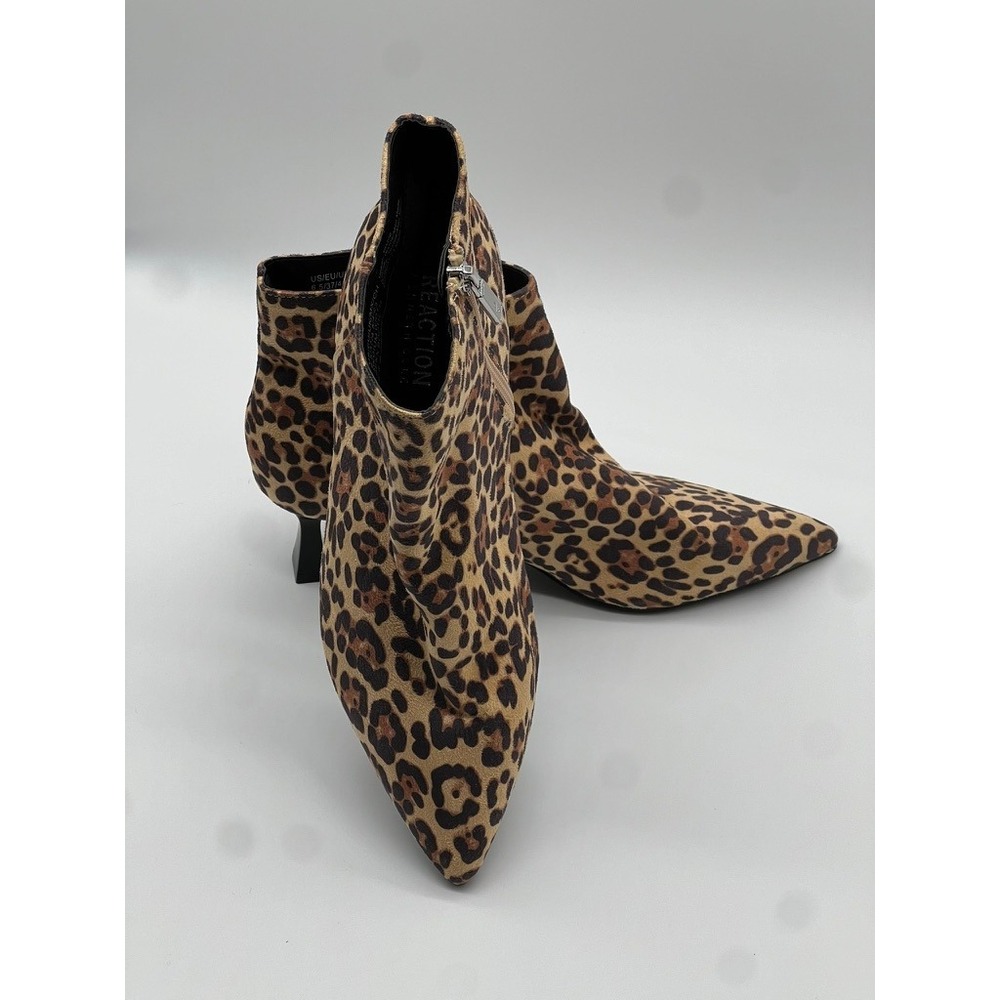Kenneth Cole Reaction Women's Booties Bexx Leopard Print Heels Zipper Size 6.5